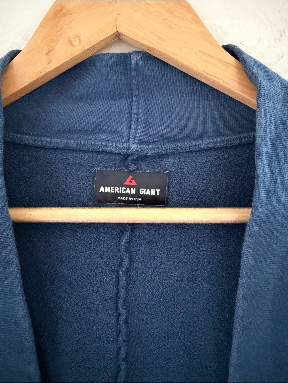 American Giant 100% Cotton French Terry Cardigan Jacket Blue Slouchy Pockets XS - Picture 4 of 6